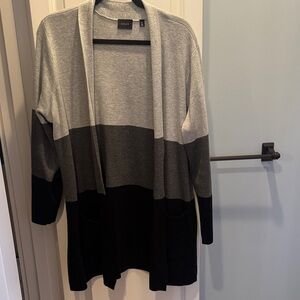 Cyrus Gray and Black Open Front Cardigan